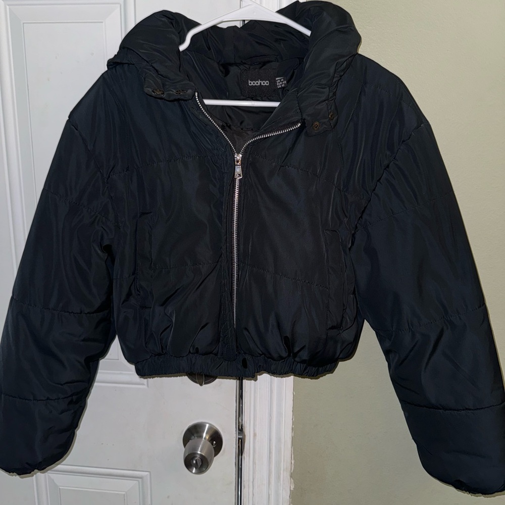 Boohoo Midnight Black Puffer Coat